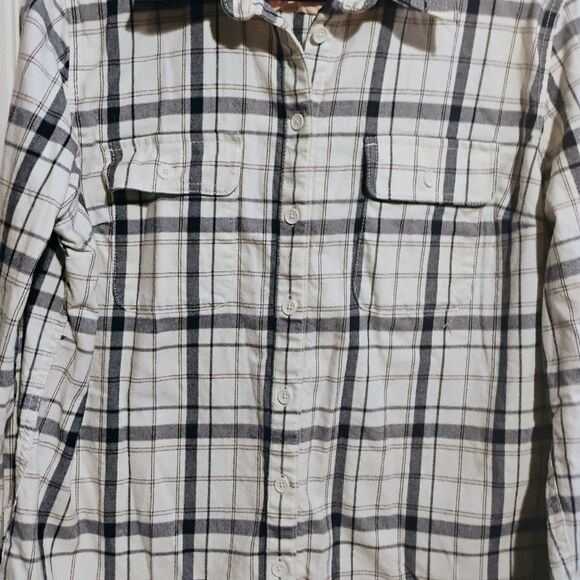 Black and White Notched Collar Long Sleeve Shirt - Picture 6 of 9